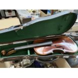 A violin with bow in hard case - AF.