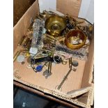 A mixed box of collectables including coins, trench art, bullets, watches etc.