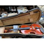 A Stentor Student II 16" viola, with ebony fingerboard and pegs, with teka pattern wood chin rest