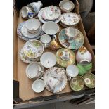 A box of Continental tea ware including Dresden etc.