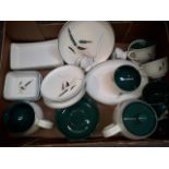 Box of Denby Greenwheat pottery