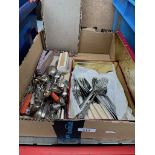 A box of assorted cutlery etc.