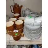 Real porcelain tea set appx 26 pcs including teapot, and Hornsea Saffron coffee set - 20 pcs
