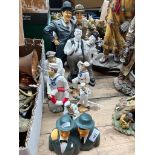 Laurel and Hardy collection of composite figures ( one ceramic ) - 8 figures.