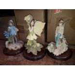 3 Flower Fairy figures by Danbury Mint - inspired by Cicely Mary Barker all with certificates and