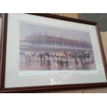 A signed limited edition print after Marc Grimshaw, 'United at Home', 767/1500, 51cm x 29cm,