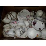 Floral English bone china tea wares, appx 70 pieces