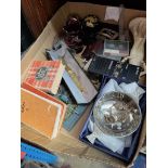 A tray of collectables, including Scottish quaich 1918 bible, Thomas Russell Swiss watch, etc.