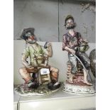 2 large Italian Capo di Monte figures - tallest 38cm