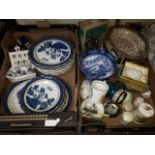 Two boxes of ceramics inc. Real Old Willow