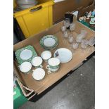 A box of Royal Doulton tableware and some cut glass drinking glasses