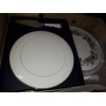 Royal Worcester boxed Silver Viceroy cake plate with server and Lavinia cheese plate with knife