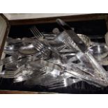 An oak cased silver plated cutlery set.