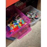 A box of Lego, a box of Duplo, a box of toys, Lego etc. and a box of toys
