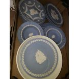 A box of Wedgwood jasper ware and a bowl