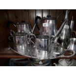 Five piece EPNS teaset inc tray. Made in Sheffield