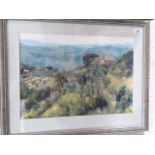 Abigail Edgar (contemporary), mixed media, Tuscan Landscape near Sienna, 49cm x 34.5cm, signed