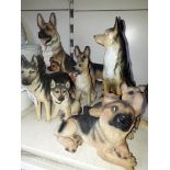 A Beswick Alsatian and seven others.