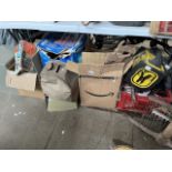 4 boxes of tools, power tools, compressor, saws, garageware, battery charger, projector, etc.