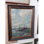 20th century school, watercolour, boats, 36.5cm x 49.5cm indistinctly signed to lower right,