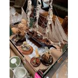 A mixed lot comprising a model ship, Country Artists and similar ornaments.