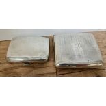 Two silver cigarette cases, one case being hallmarked for 1927, Birmingham, Joseph Gloster Ltd,