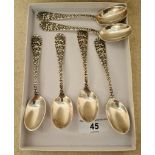 A set of 6 silver Stieff "Rose" spoons, gross weight 144.6 grams.