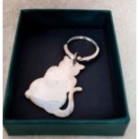 A silver novelty key ring in shape of cat, hallmarked for 2005, Birmingham, FHG ( Harrison