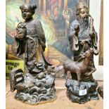 A pair of Chinese bronze effect figures, height 42cm.