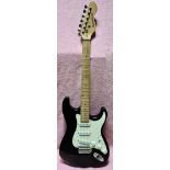 A Elevation black strat copy electric guitar with soft case