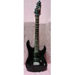 A Cort X-2 black strat copy electric guitar, serial no. 060825114, with soft case