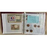 A collection of foreign coins and banknotes to include China, France, Germany, Italy, Spain,
