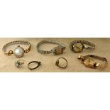 A ladies 9ct gold wrist watch and other assorted watches.