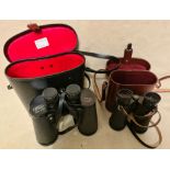 A pair of vintage Carl Zeiss Jena binoculars in leather case, DDR 6448443 and a pair of Zwietz Super