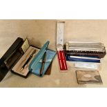 A lot of collectables including plated cards case, Sheaffer fountain pen with 14ct gold nib,