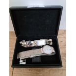 Two stainless steel ladies wristwatches comprising a Skagen quartz date with mother of pearl dial