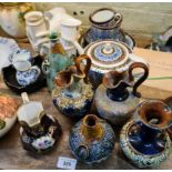 Various items of ceramics including Royal Doulton Lambethware, Royal Doulton conical vase, blue