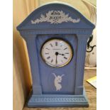 A Wedgwood blue Jasperware Millenium clock with certificate.