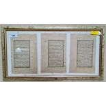 Persian manuscripts, framed and glazed.