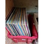 A box of LPs.