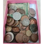 A collection of coins and banknotes to include pre WW2.