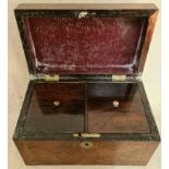 Antique brass mounted rosewood tea caddy.