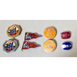 A group of 8 motorcycle pin badges