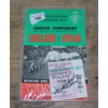 1968 England 1/4 final European Championship programme & match ticket, signed by Geoff Hurst & Bobby