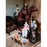 5 Beswick jockeys on horses figures.