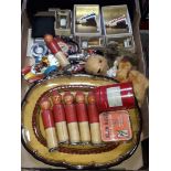 A box of collectables including Sooty, Chitty Chitty Bang Bang model vehicles and figures,