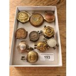 10 WW1 cigarette lighters, made of brass nuts, coins & uniform buttons, 5 with French coins &
