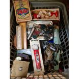 A box of collectables, metalware and other miscellaneous items including a Liverpool City Police