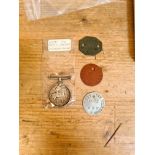 A WW1 medal awarded to 63391 PTE Percy W. Brownley, Lancashire Fusiliers - no ribbon together with 3