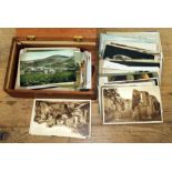 A vintage Lord Hamlet cigar box containing quantity of antique and vintage postcards.